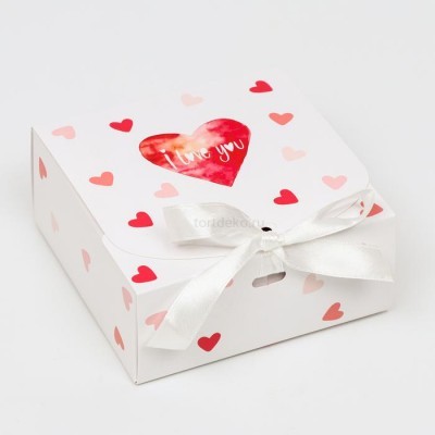 Подарочная коробка сборная с окном "I LOVE YOU", 11,5 х 11, 5 х 5 см