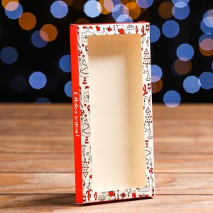 Подарочная коробка под плитку шоколада с окном "Новогоднее настроение", 17,1 х 8 х 1,4 см 