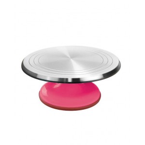 Поворотный столик вращающийся профессиональный металлический, D 31 см (Розовый)
