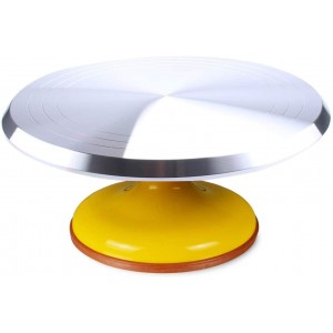 Поворотный столик вращающийся профессиональный металлический, D 31 см (Желтый)