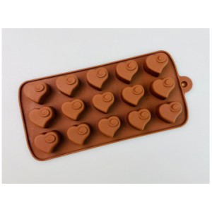 Силиконовая форма для шоколада "Сердечки с узором"