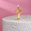 Свеча для торта "Грань", знак вопроса, золотой