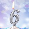 Свеча для торта "Серебряная" цифра 6