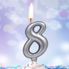 Свеча для торта "Серебряная" цифра 8