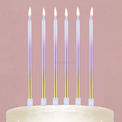 Свечи в торт "Make a wish", 7,5 х 18 см Белый, Жёлтый, Розовый  