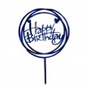 Топпер акриловый круглый "Happy Birthday", синий