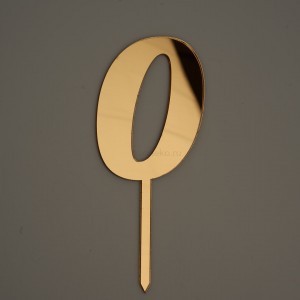Топпер акриловый "Цифра 0", золото, 8 см
