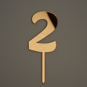 Топпер акриловый "Цифра 2", золото, 8 см