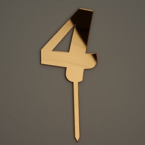 Топпер акриловый "Цифра 4", золото, 8 см