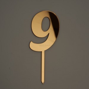 Топпер акриловый "Цифра 9", золото, 8 см