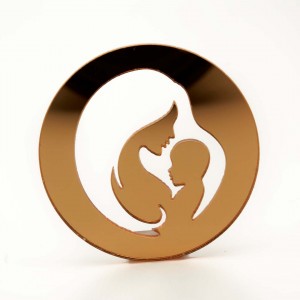 Топпер акриловый "Медальон мама и малыш", золото, 5 см