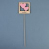 Топпер деревянный "Люблю" сердца в рамке, розовый, 9х9 см