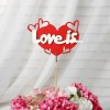 Топпер-магнит с зажимом "Love is..." с сердцем (красный) 15×7 см