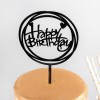 Топпер на торт "Happy Birthday" круг с сердцем (чёрный) 16,5x12,5x0,1 см   