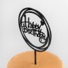 Топпер на торт "Happy Birthday" круг с сердцем (чёрный) 16,5x12,5x0,1 см   