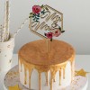 Топпер на торт "Mr & Mrs" с цветами (золотая надпись) 16х8,5см