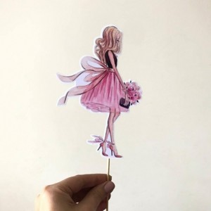 Топпер пластиковый "Девушка с цветами"