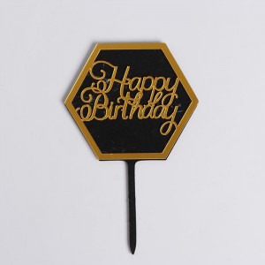 Топпер "Happy Birthday" чёрный с золотом