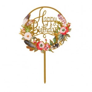 Топпер "Happy Birthday" цветочки   