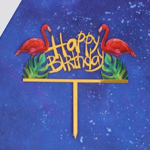 Топпер "Happy Birthday" фламинго