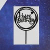 Топпер "Happy Birthday" круг с сердцем (чёрный)