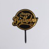 Топпер "Happy Birthday" с алмазом (чёрный-золото) 