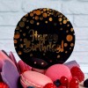 Топпер "Happy Birthday" с конфетти (чёрный)