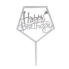 Топпер "Happy Birthday" со стразами (серебро) 