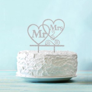 Топпер в торт Mr&Mrs,  цвет серебро