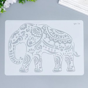 Трафарет пластик "Индийский слон в стиле мехенди" 29х20,8 см   