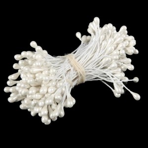 Тычинки для искусственных цветов "Капельки белые" (набор 130 шт) длина 6 см