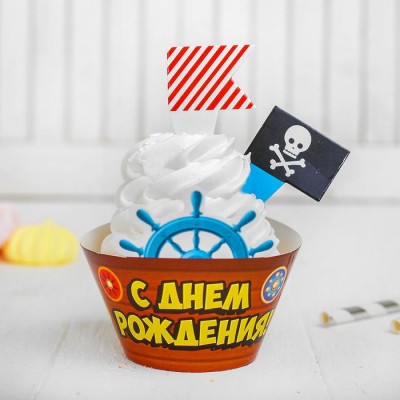 Украшение для кексов "Пират", 6тарталеток, 12шпажек